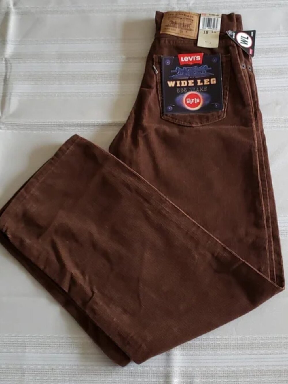 Levi's NEW 565 Wide Leg Jeans Girls Slim Microvelvet Cotton RARE! Made in USA